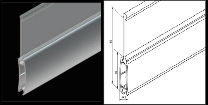 40mm Clearpolycarbonate slat profile