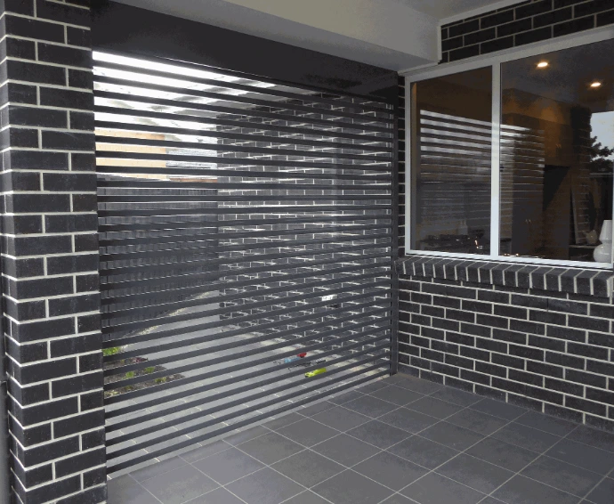 Clear Polycarbonate shutter in a patio