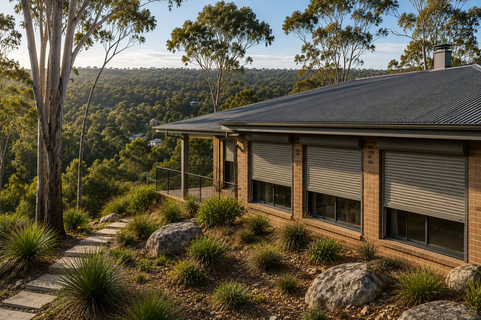 Established Kalamunda hills home with residential roller shutters