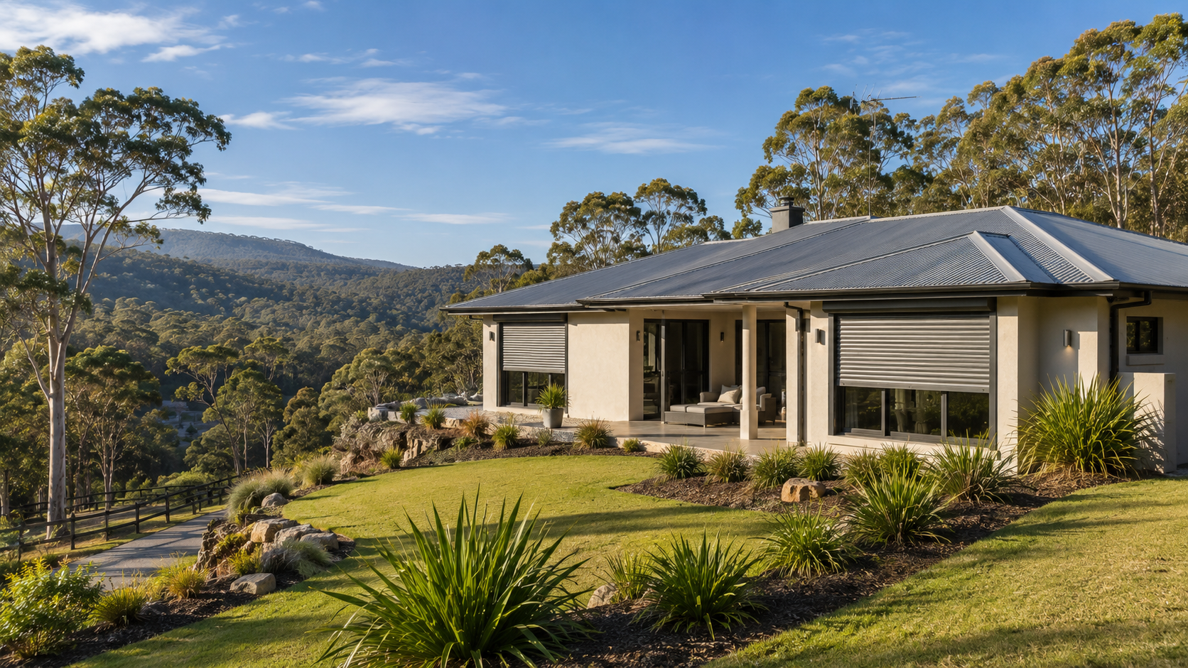 Semi-rural Pickering Brook property in the City of Kalamunda with roller shutters