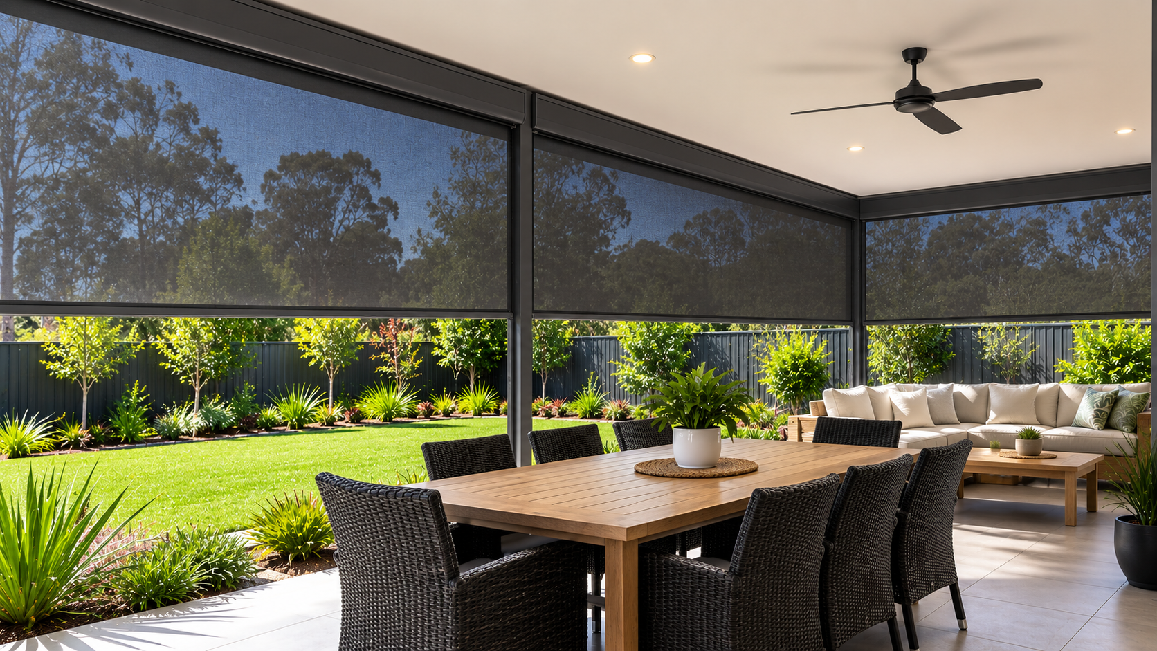 Outdoor blind fitted to an alfresco area in Midland