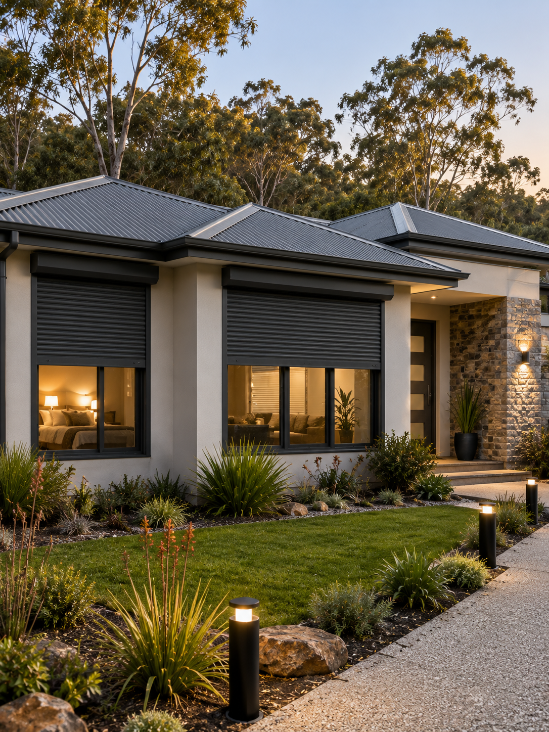Contemporary renovated Mundaring home with integrated roller shutter detail