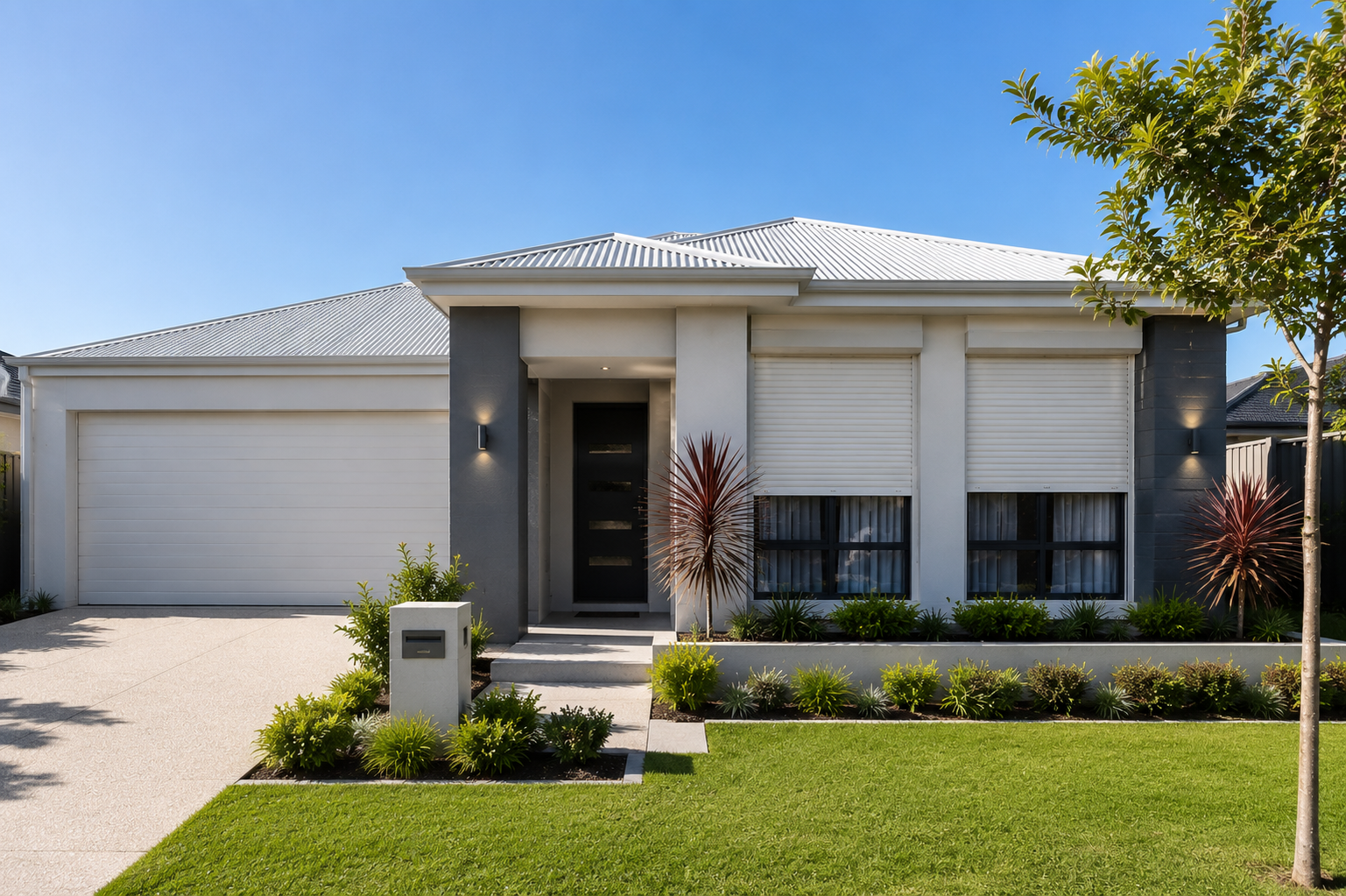 Roller shutters installed on a contemporary home in the City of Stirling, Perth WA