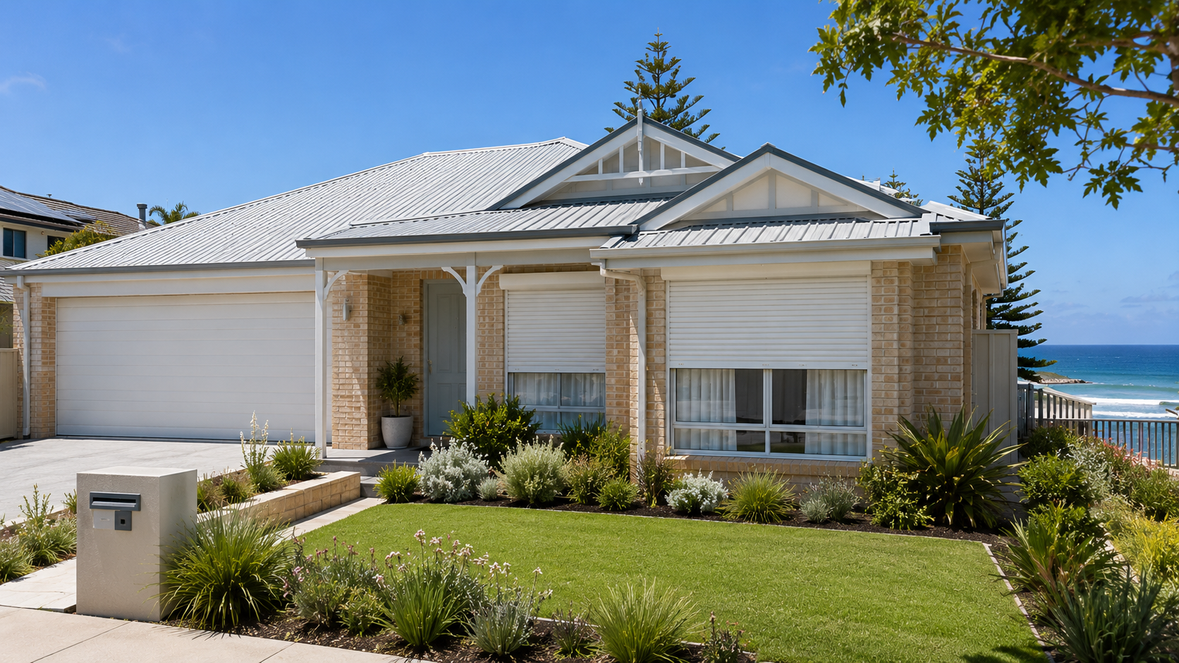 Coastal Stirling home with roller shutters near the beach