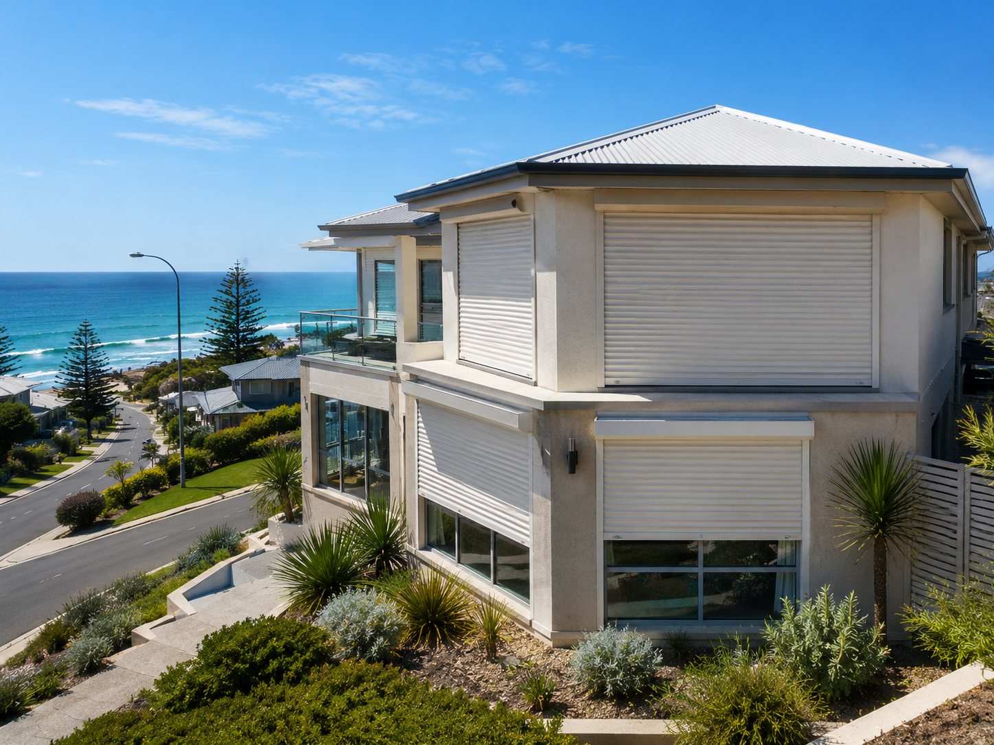 Coastal Wanneroo home with roller shutters near the beach