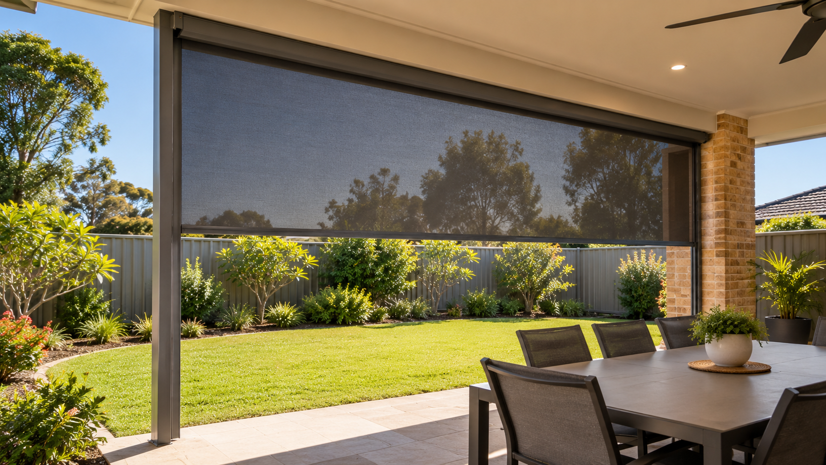 Outdoor blind fitted to a Gosnells alfresco area