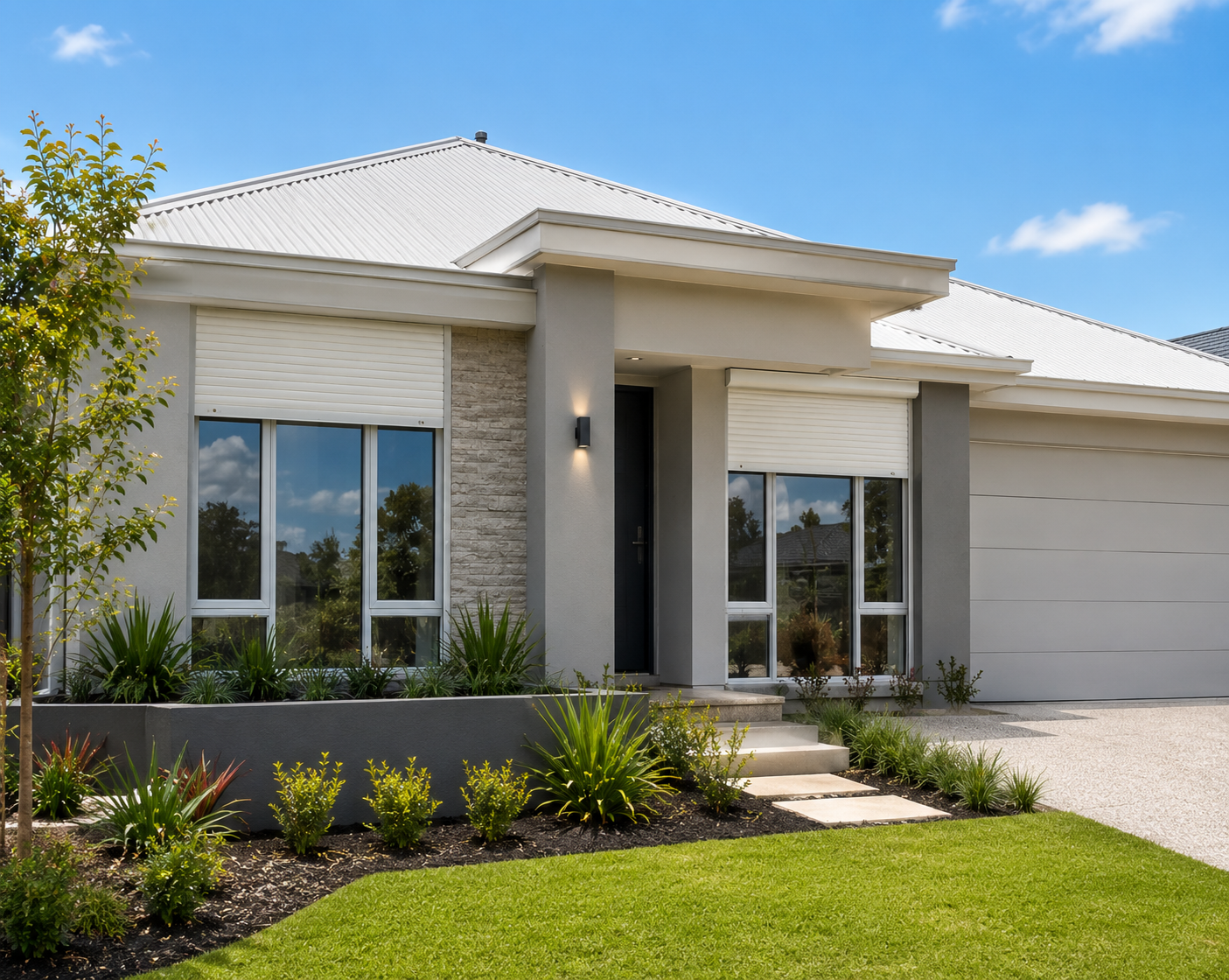 Modern City of Armadale home with large windows and roller shutters
