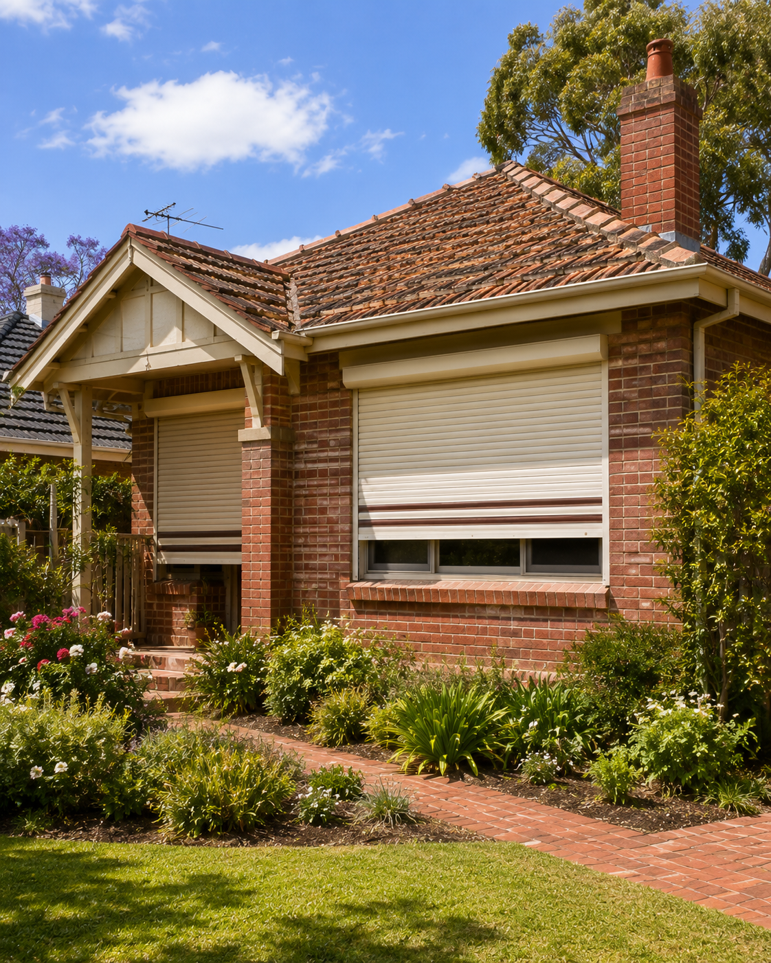 Established Belmont brick home with residential roller shutters