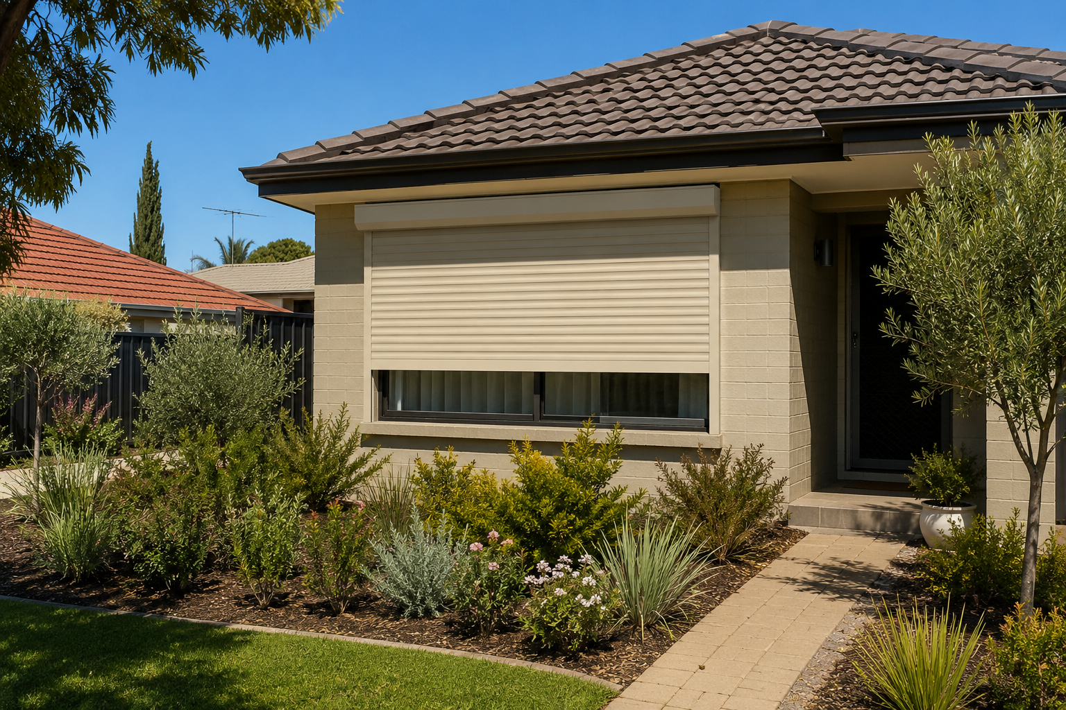 Roller shutter fitted to a suburban home in the Town of Victoria Park, Perth, WA