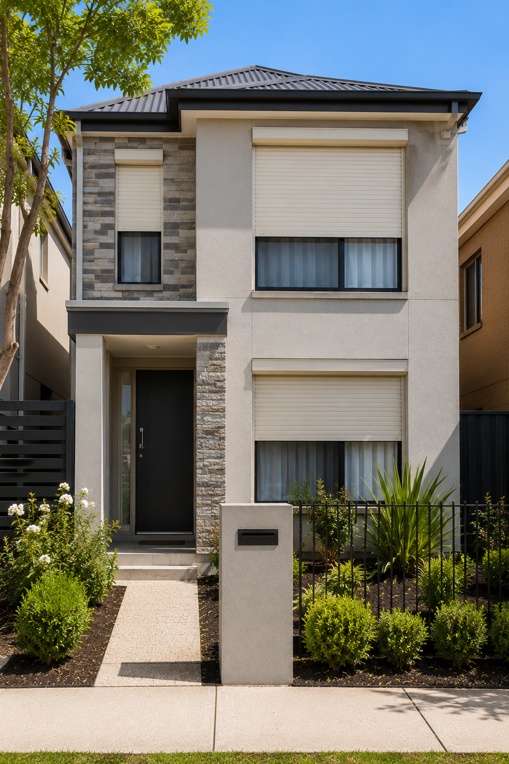 Contemporary home near the Morley Activity Centre precinct with a roller shutter fitted