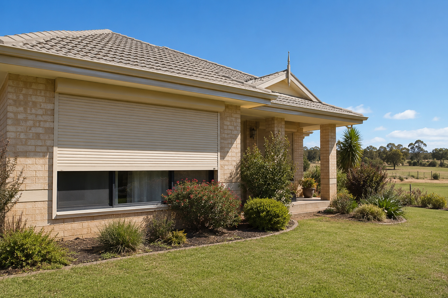 Roller shutter fitted to a semi-rural home in Serpentine, Perth, WA