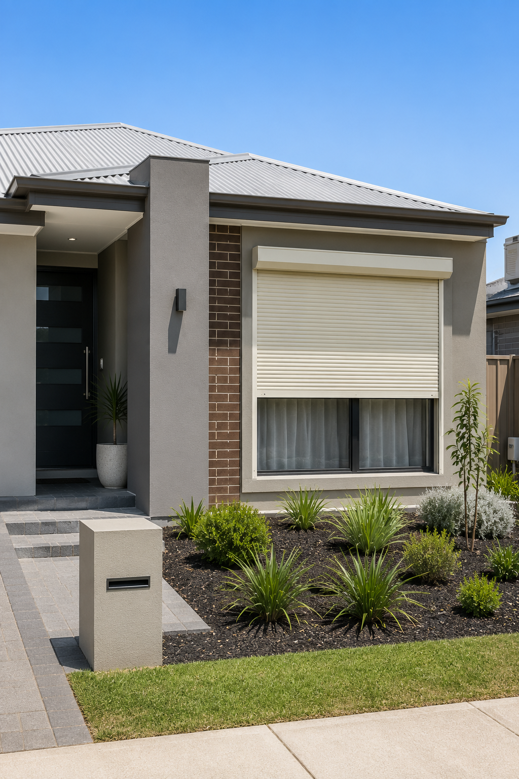 Contemporary infill home in Bassendean with a roller shutter fitted