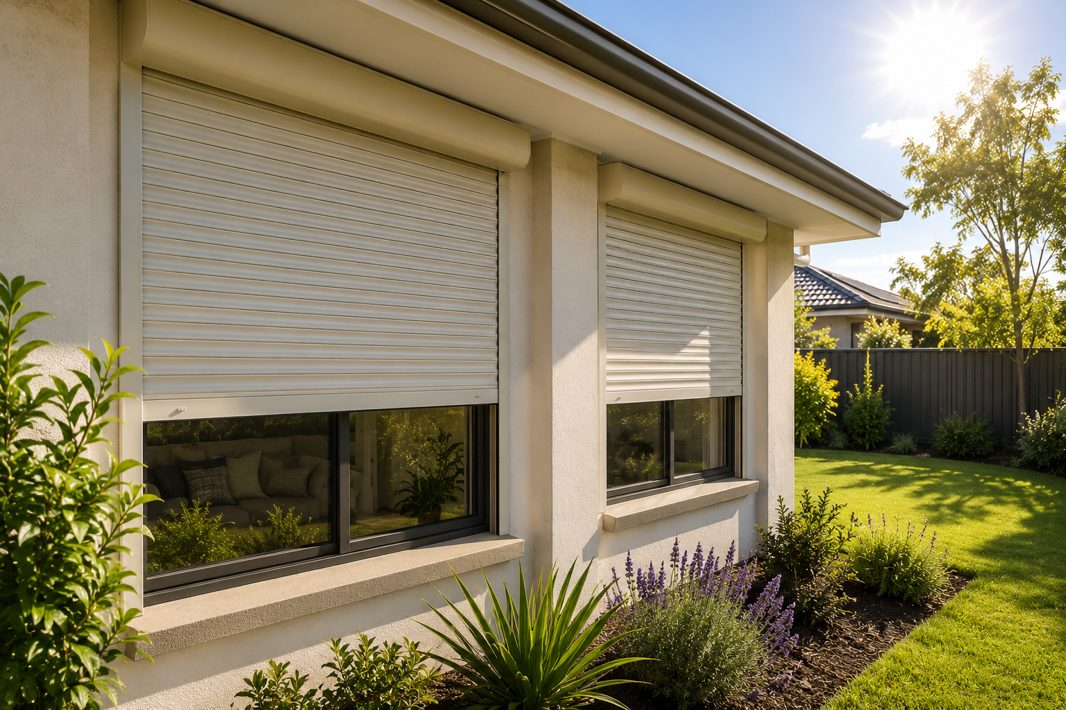 Roller shutters helping manage sunlight exposure on a Perth home.