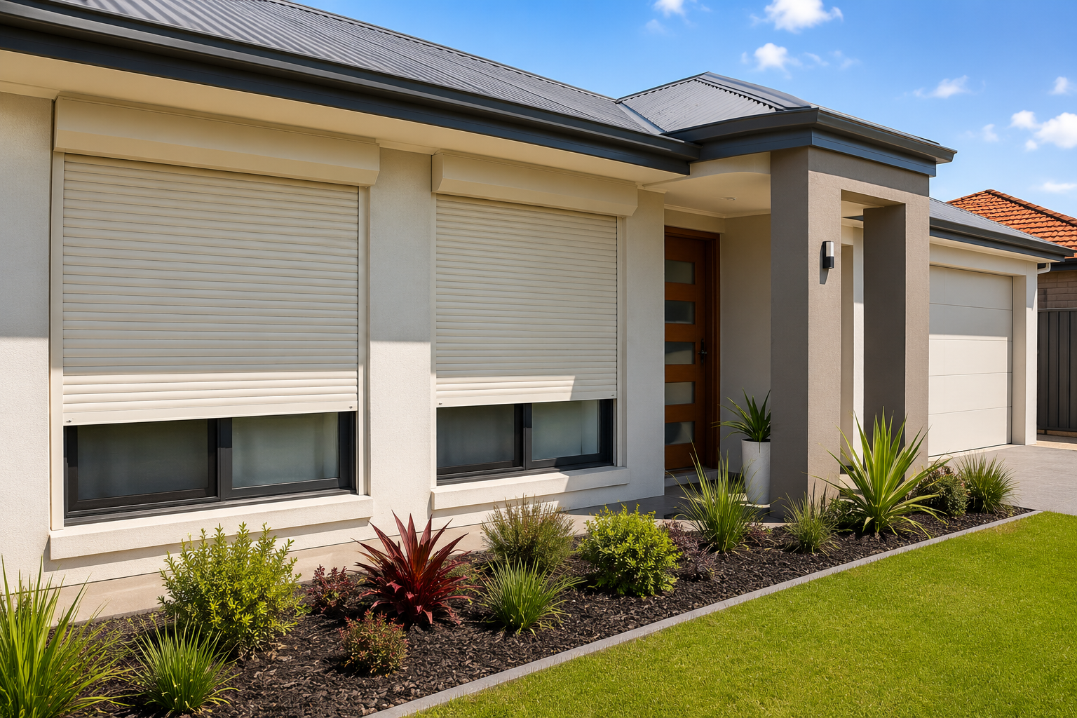 Roller shutters and window solutions on a Perth residential home.