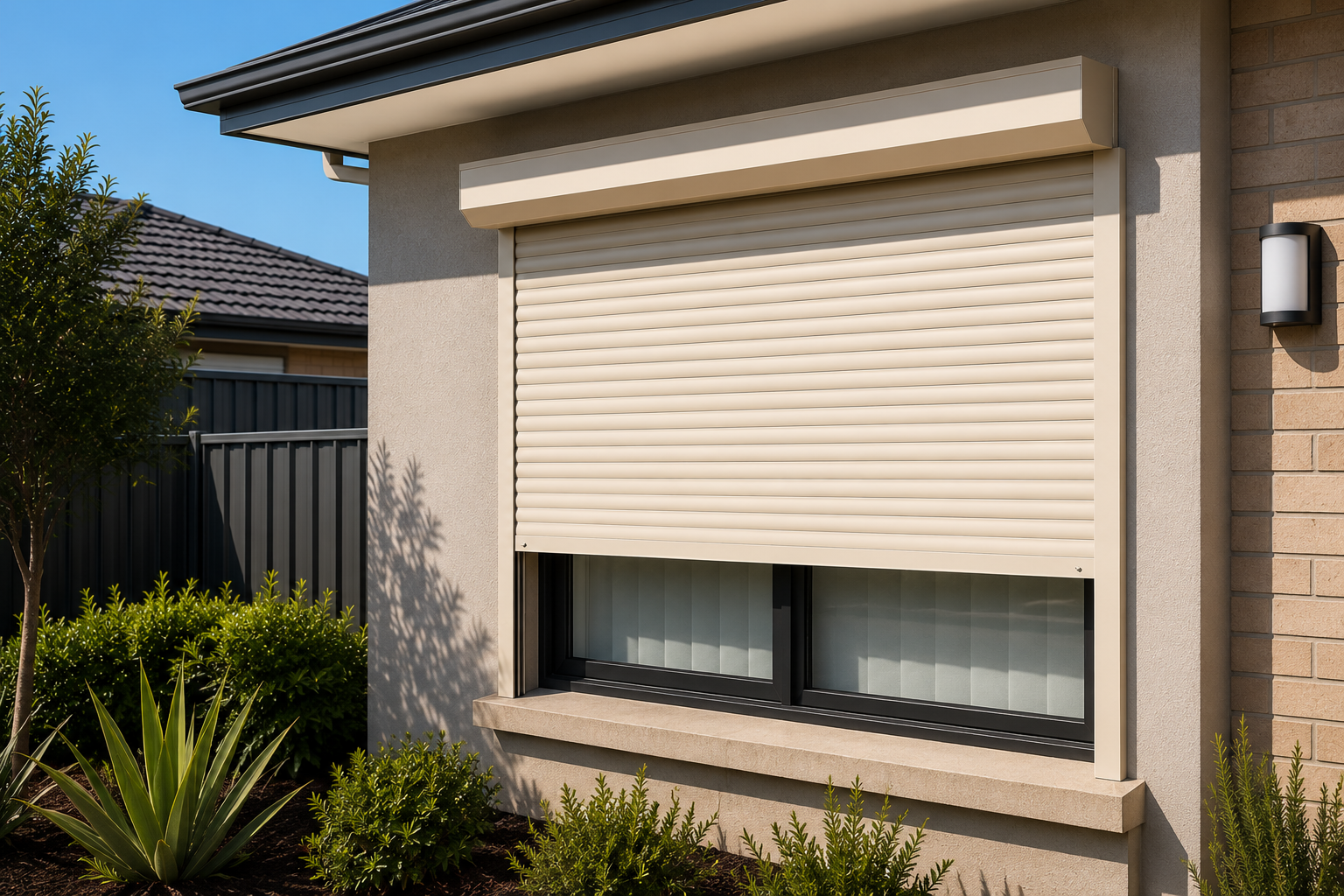 Roller shutters providing security-focused window protection for a Perth home.