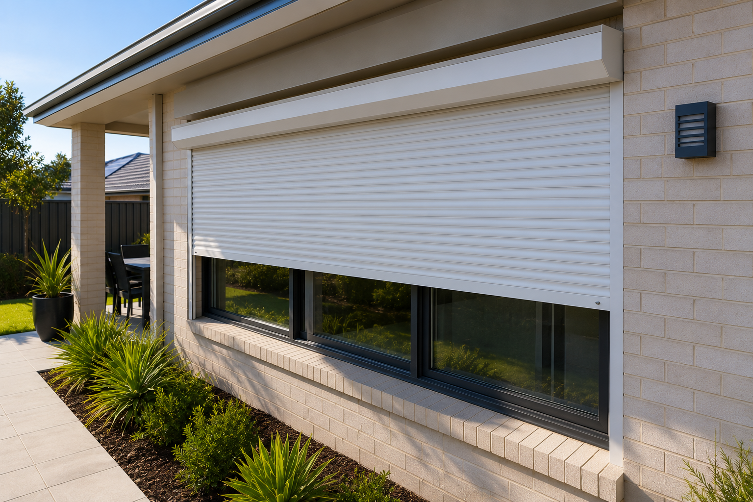 Roller shutters helping manage sunlight exposure on a Perth home.