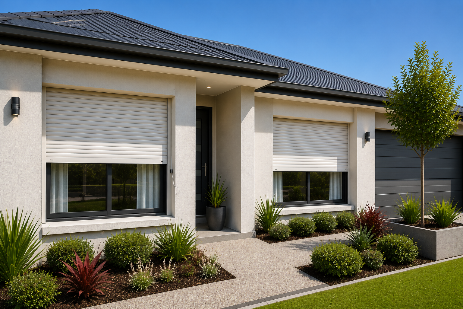 Manual and electric roller shutter options on a Perth residential home.
