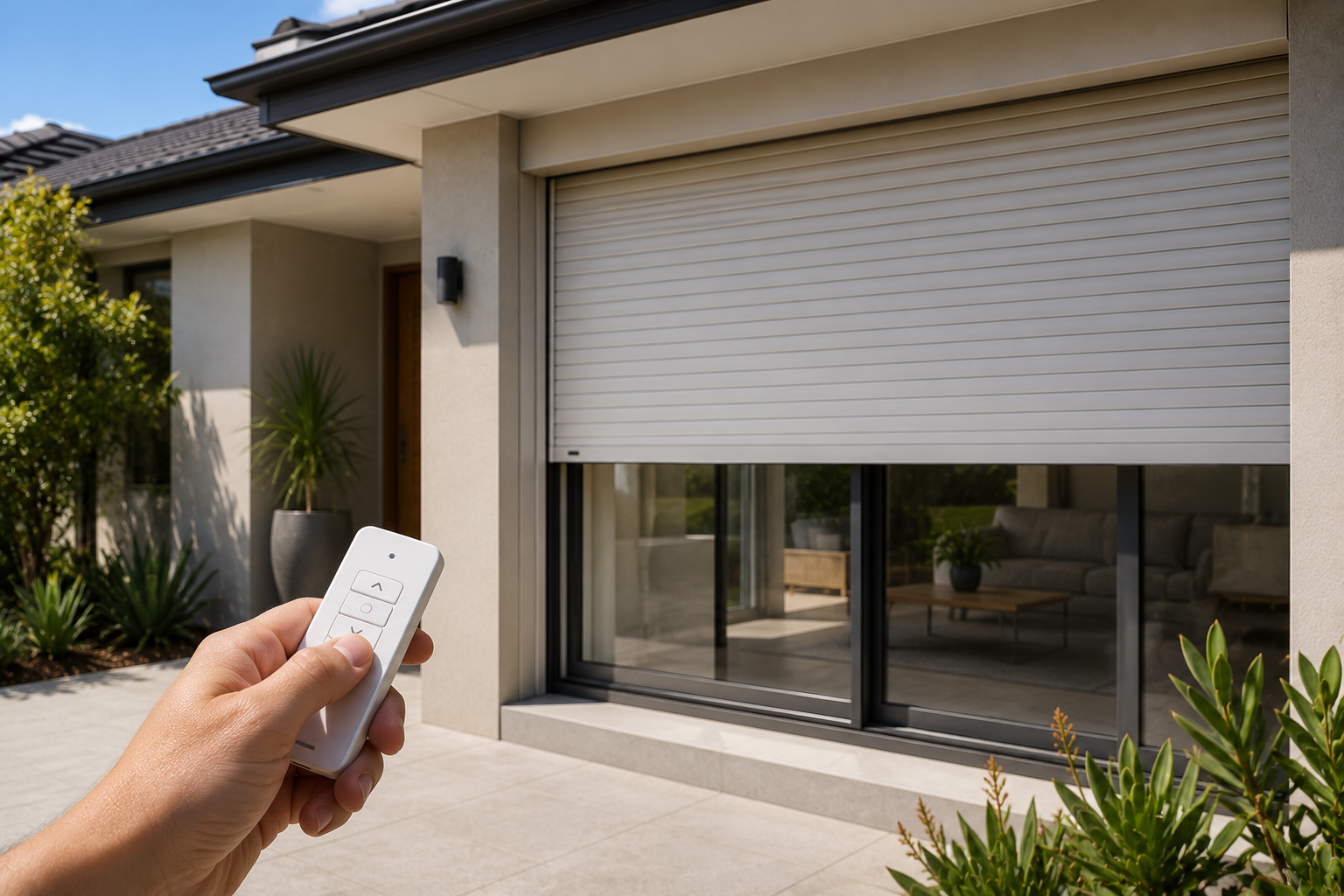 Electric roller shutters providing convenient operation in a Perth home.