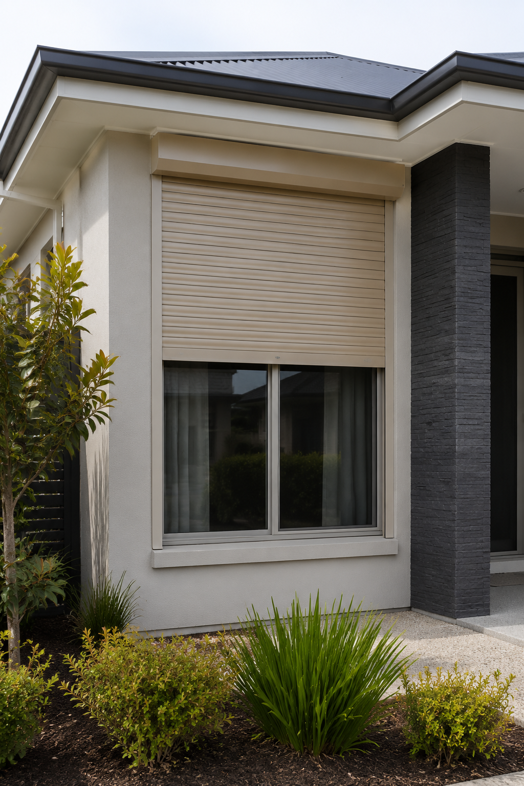 Roller shutters providing privacy control on a Perth home.
