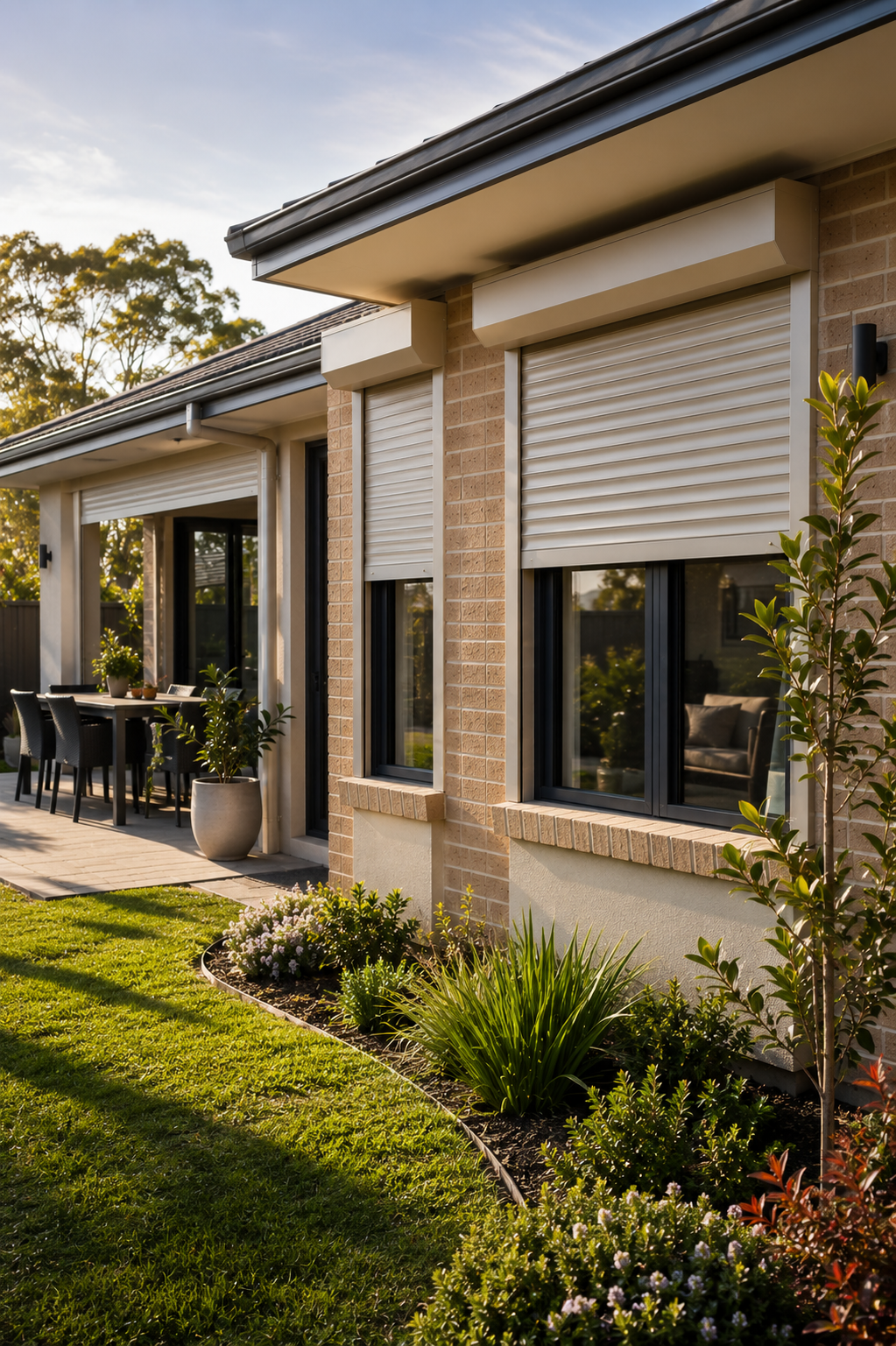 Perth residential home featuring roller shutters as part of a homeowner comfort and climate management approach.