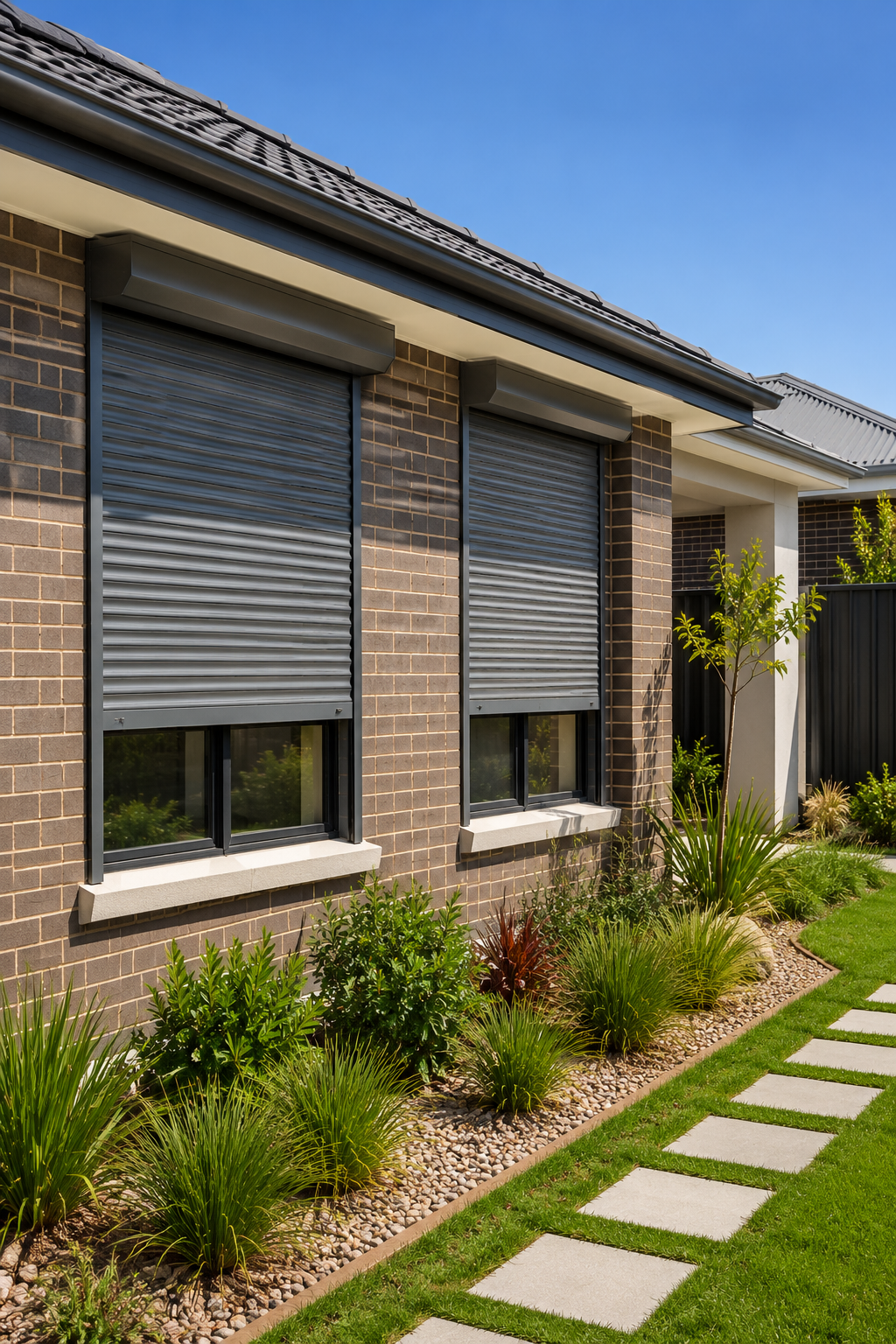 Residential roller shutter installed on a Perth home window as part of broader bushfire preparedness considerations.