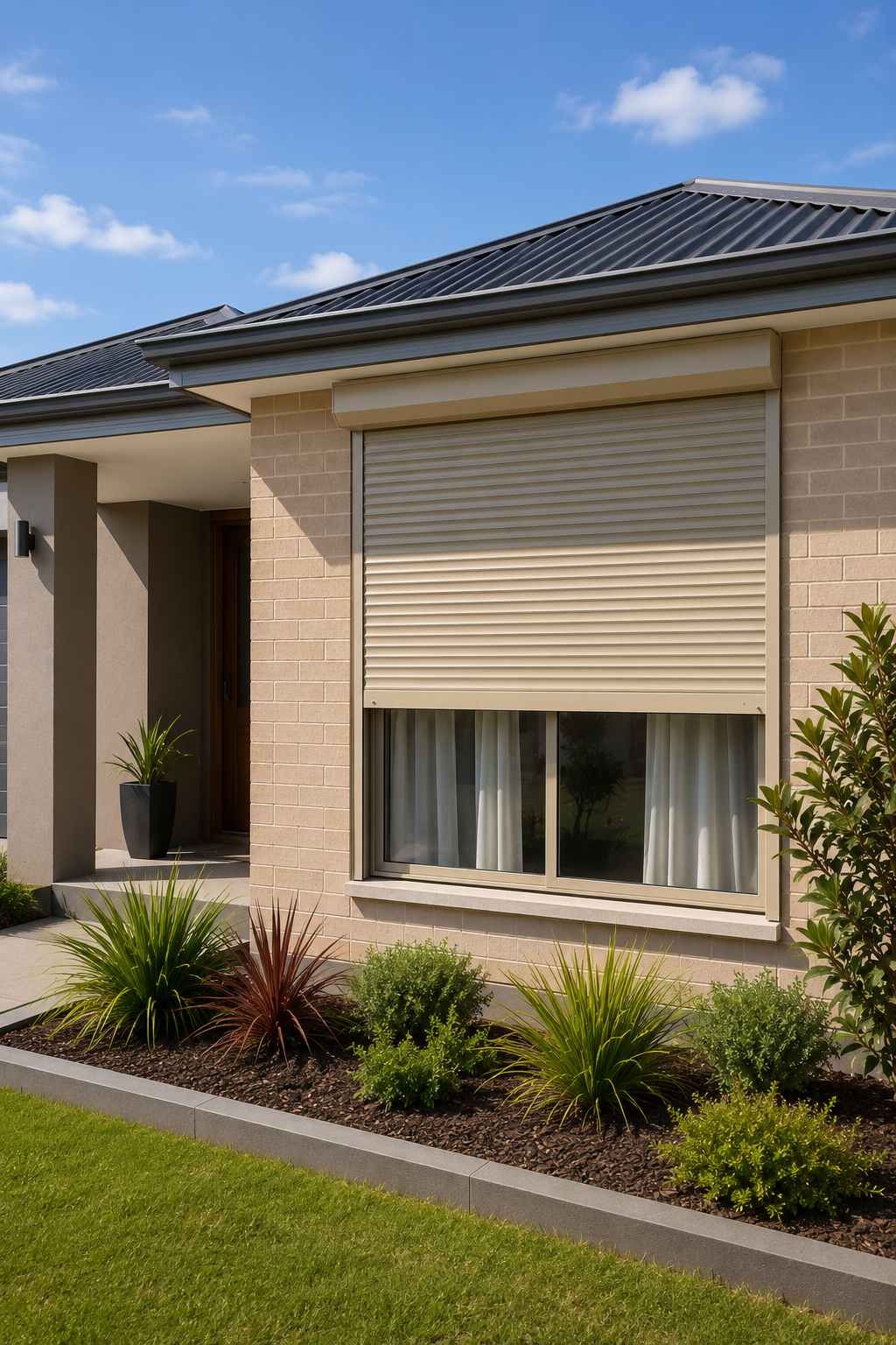 Residential windows with roller shutters showing shading and thermal comfort considerations in Perth.