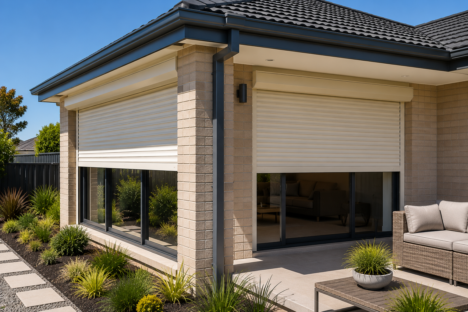 Aluminium roller shutter materials installed on a Perth home for residential durability considerations.