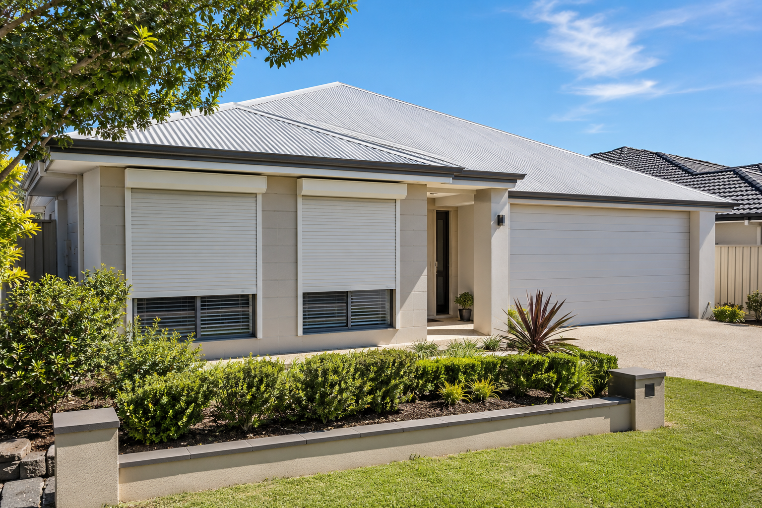 Roller shutters installed on a Perth WA home as part of residential window covering considerations.