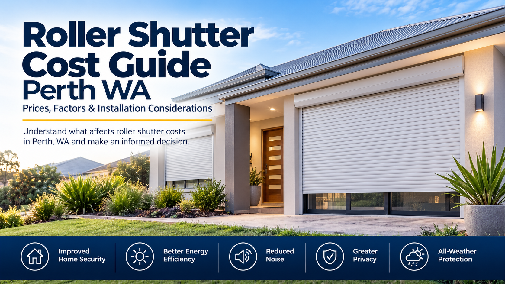 Residential roller shutters installed on a contemporary Perth home.