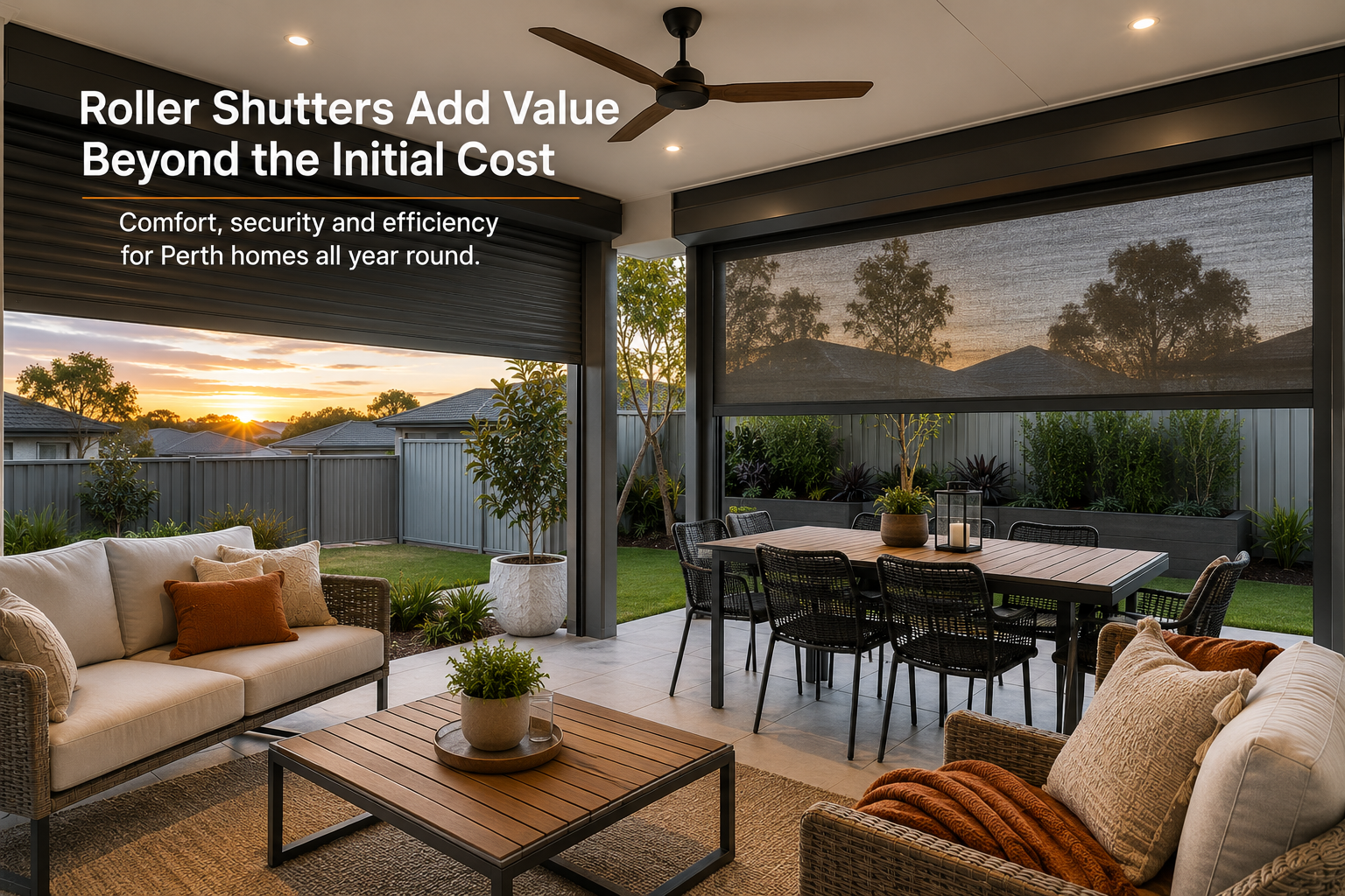 Comfortable Perth family home fitted with residential roller shutters.