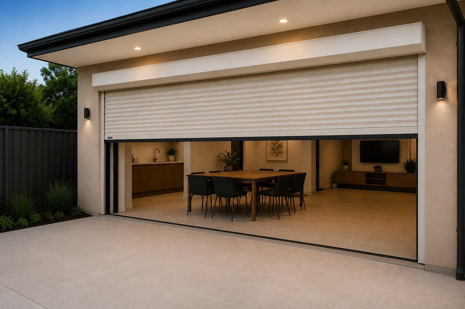 Widespan Roller Shutter protecting a Perth home's outdoor entertaining area.