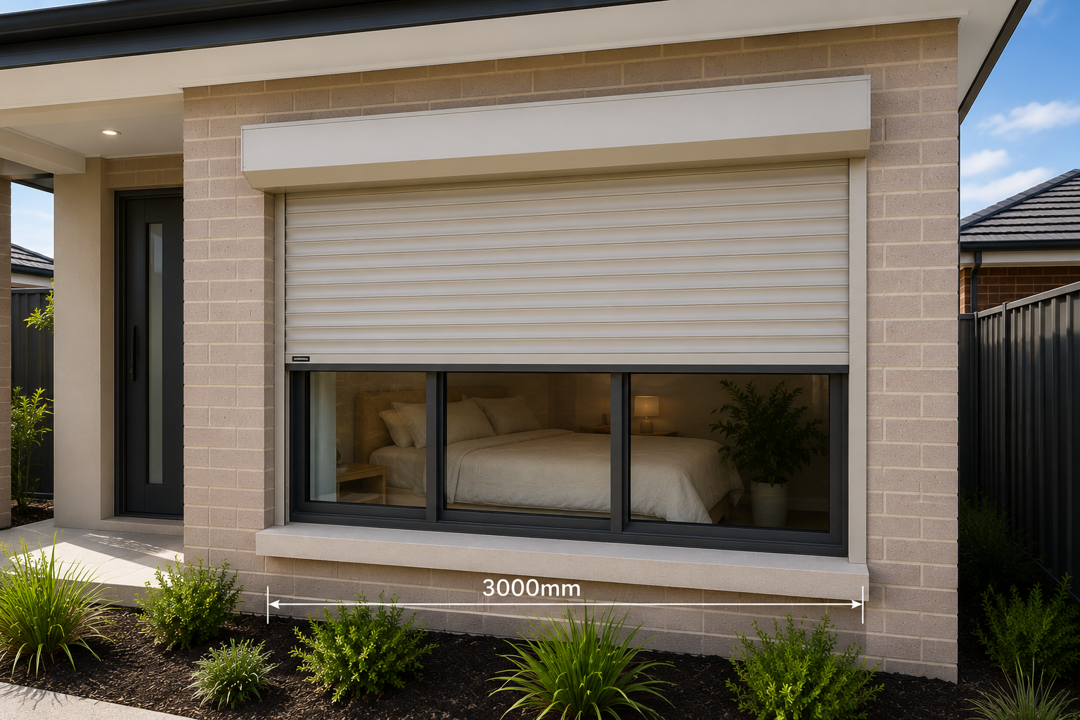 Widespan Roller Shutter protecting a wide residential window in Perth.