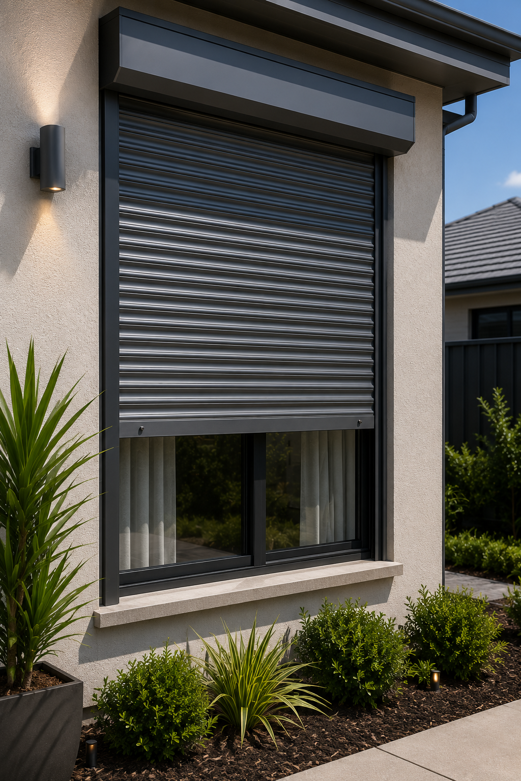 StormShield roller shutter protecting a residential window in Perth.