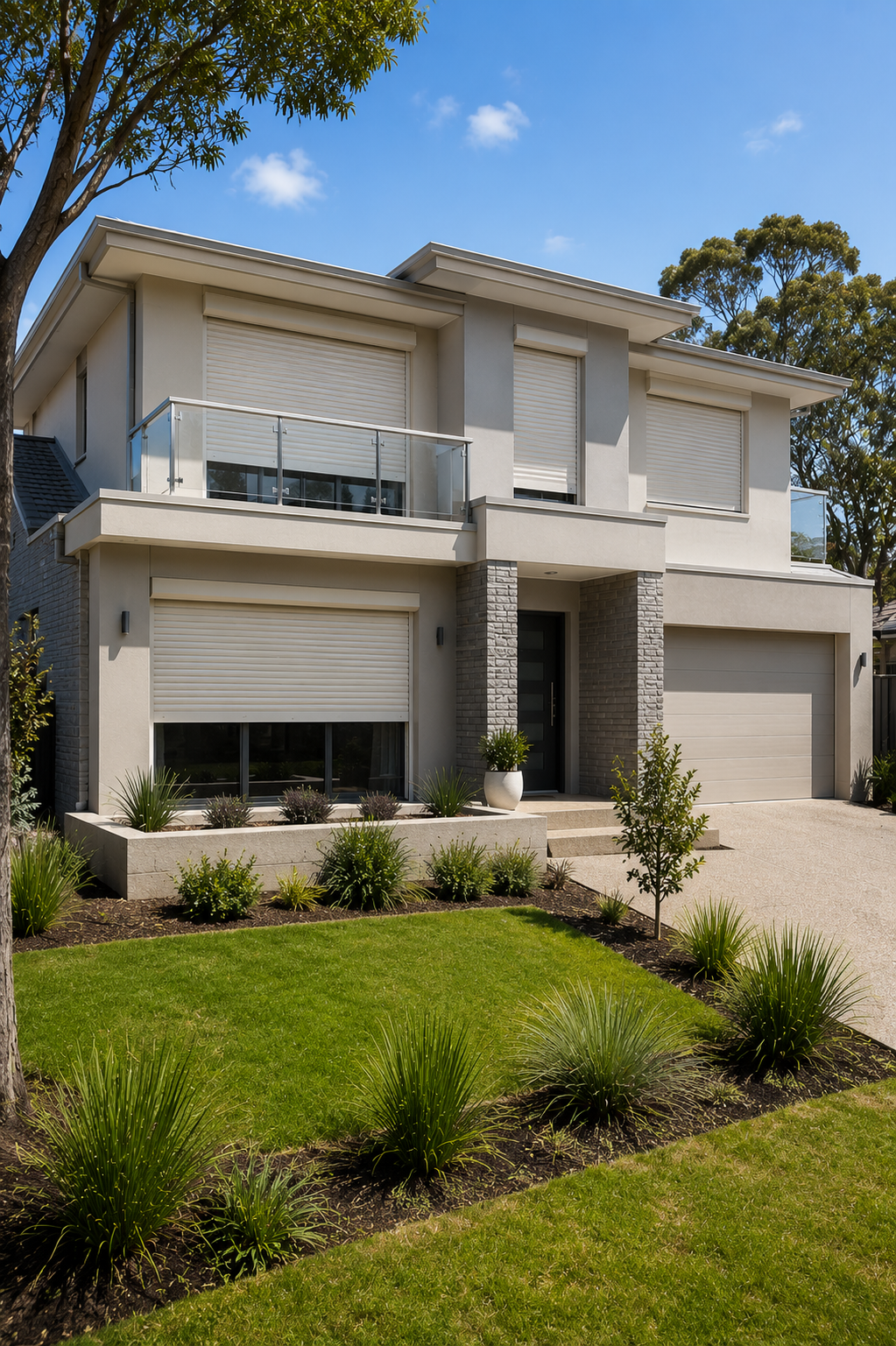 Modern Perth home fitted with FireShield Roller Shutters.